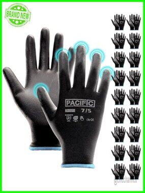 PU Coated Grip Work Gloves Touchscreen Seamless Knit 18 Pairs